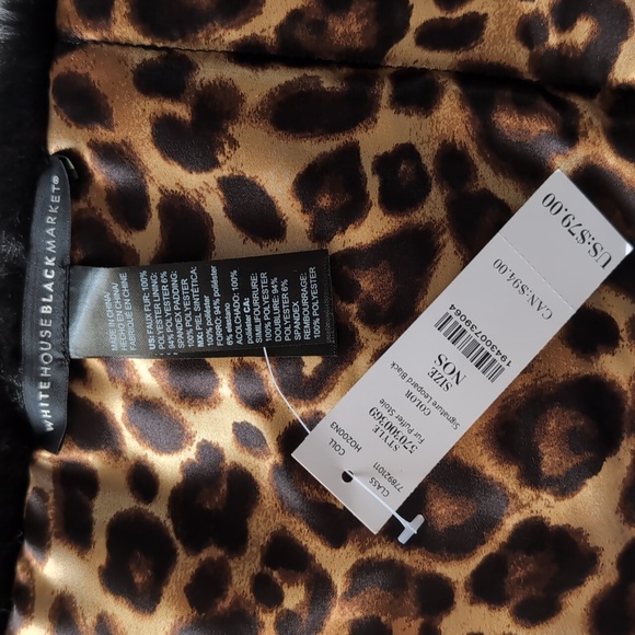 White House Black Market Faux-Fur Leopard Print Scarf Wrap Puffer Stole - Picture 5 of 10